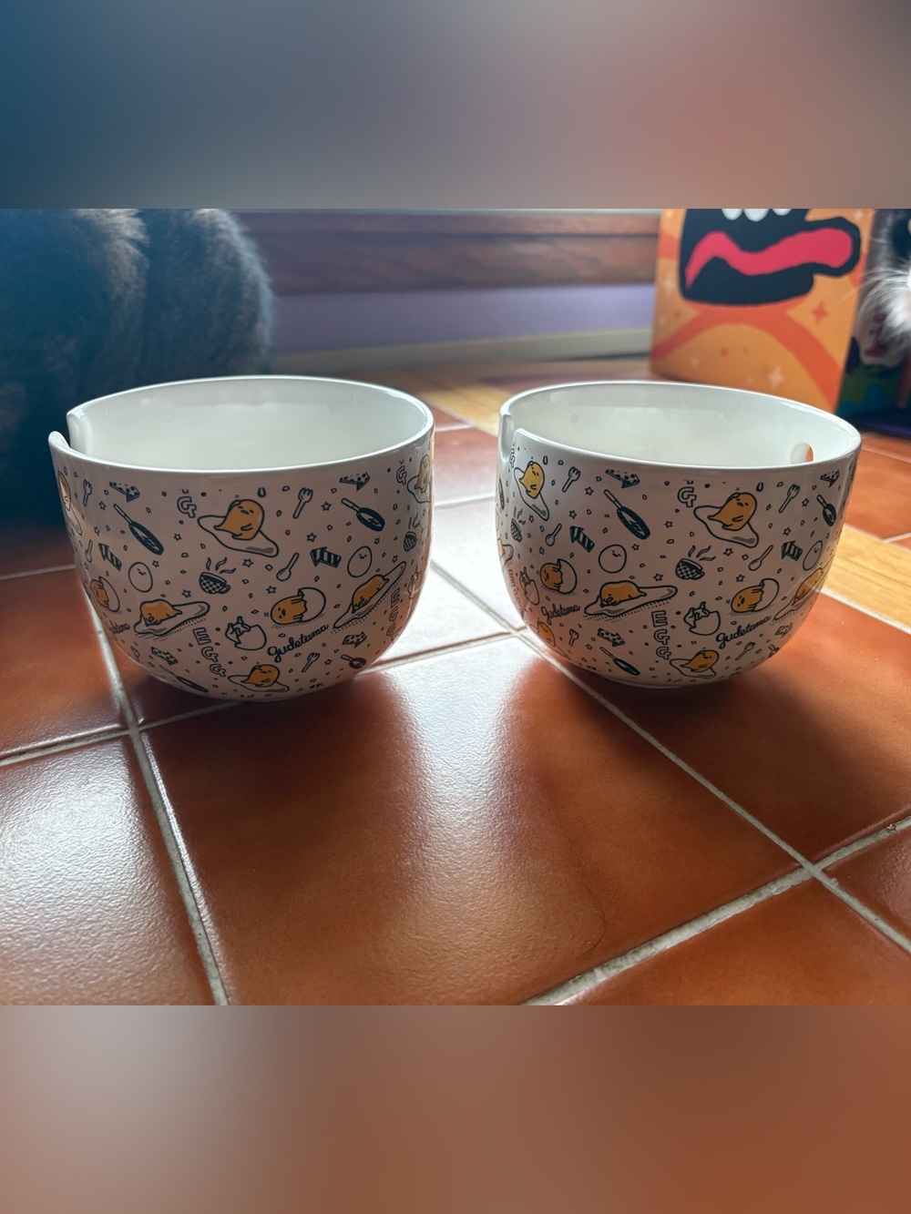 Gudetama set of two ramen noodle bowls